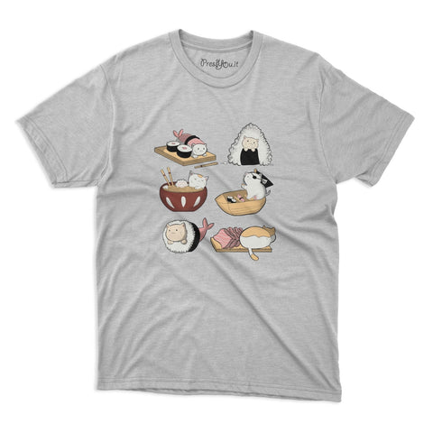 maglietta t-shirt- gatti sushi