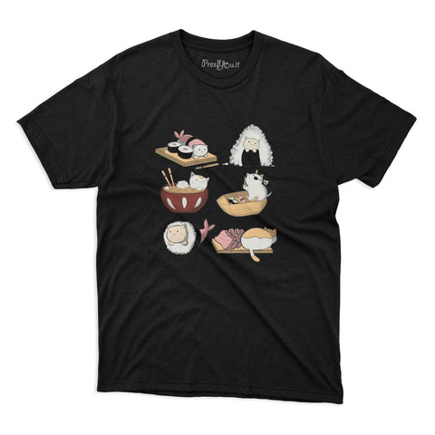 maglietta t-shirt- gatti sushi