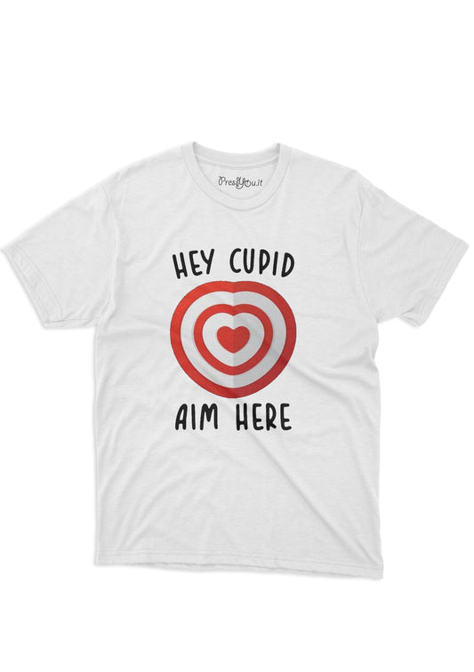 maglietta t-shirt- hey cupid aim here amore san valentino