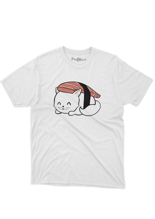 maglietta t-shirt- gatto sushi