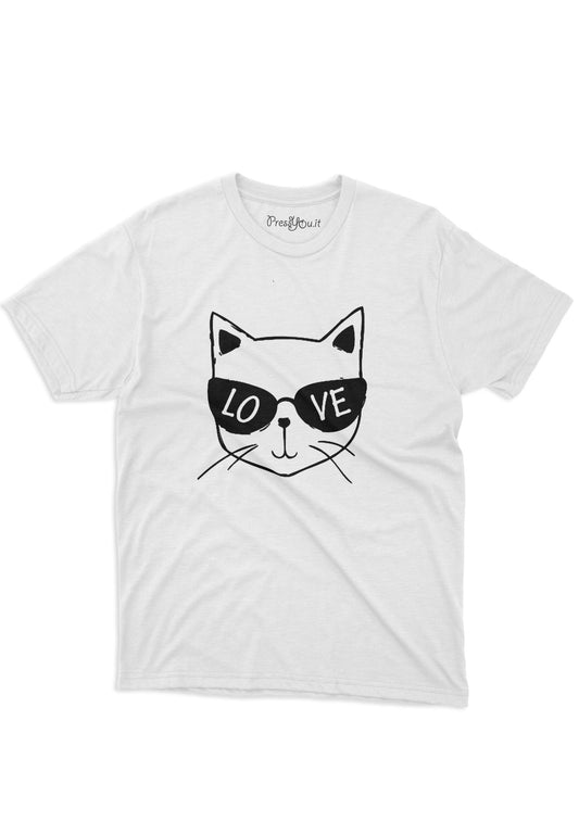 cool love cat t-shirt