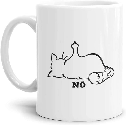 Mug-cat fuck tired fuck you funny nice gift mom dad colleagues friends ceramic for breakfast coffee or tea